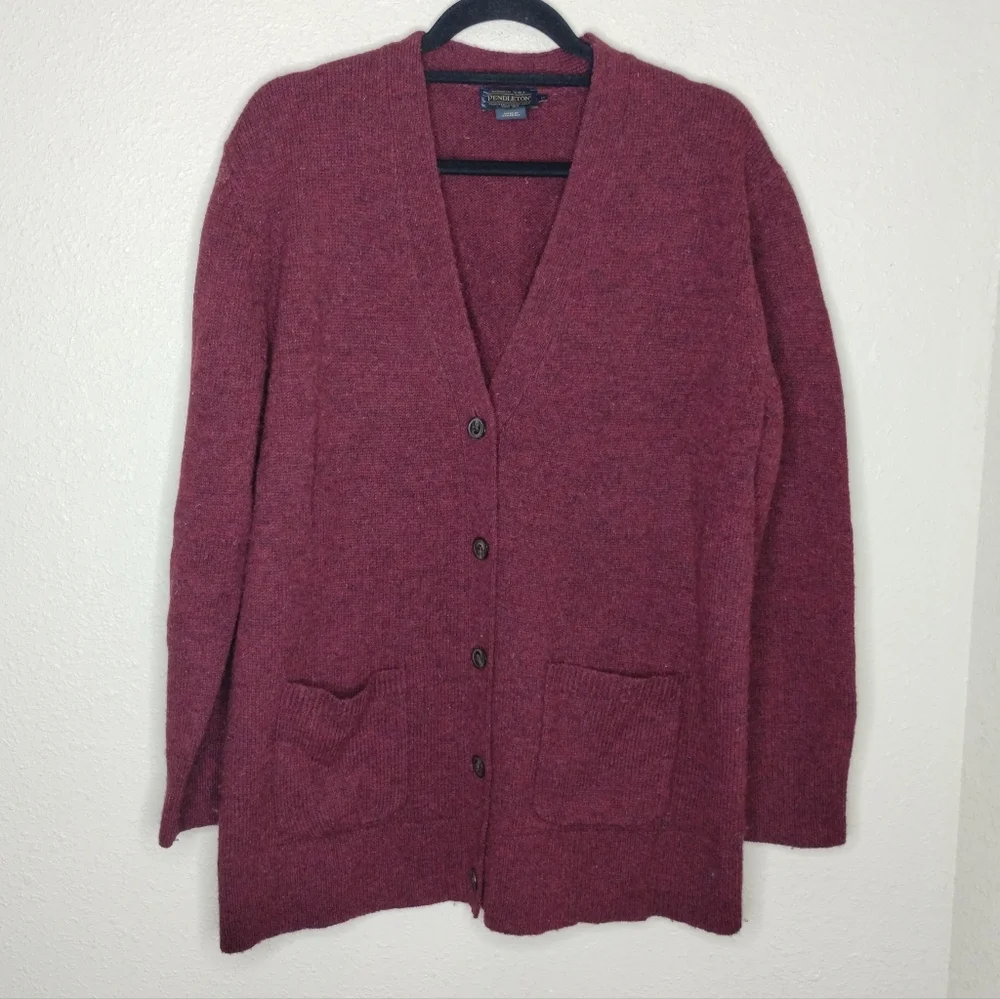 Pendleton Burgundy Shetland Wool Cardigan Sweater Men's Size Medium